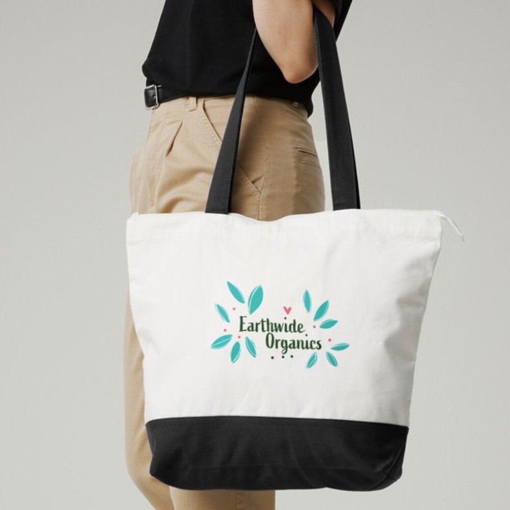 🌴NEW!Large Zip Cotton Tote Bag  "CaliforniaLover" my Art print. - Picture 2 of 6